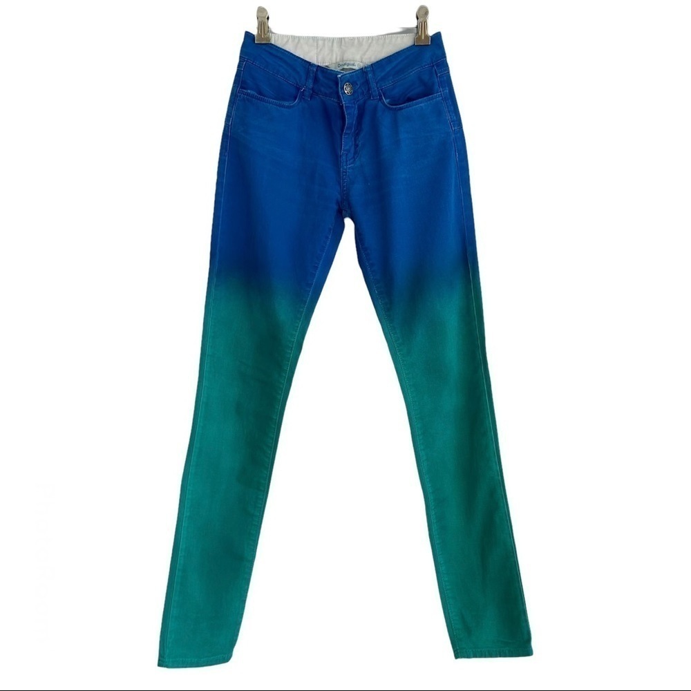 Desigual Blue and Green Ombré Skinny Exotic Jeans